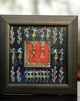 Hand painted tribal dhokra frame