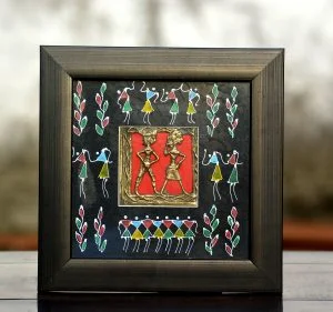 Hand painted tribal dhokra frame