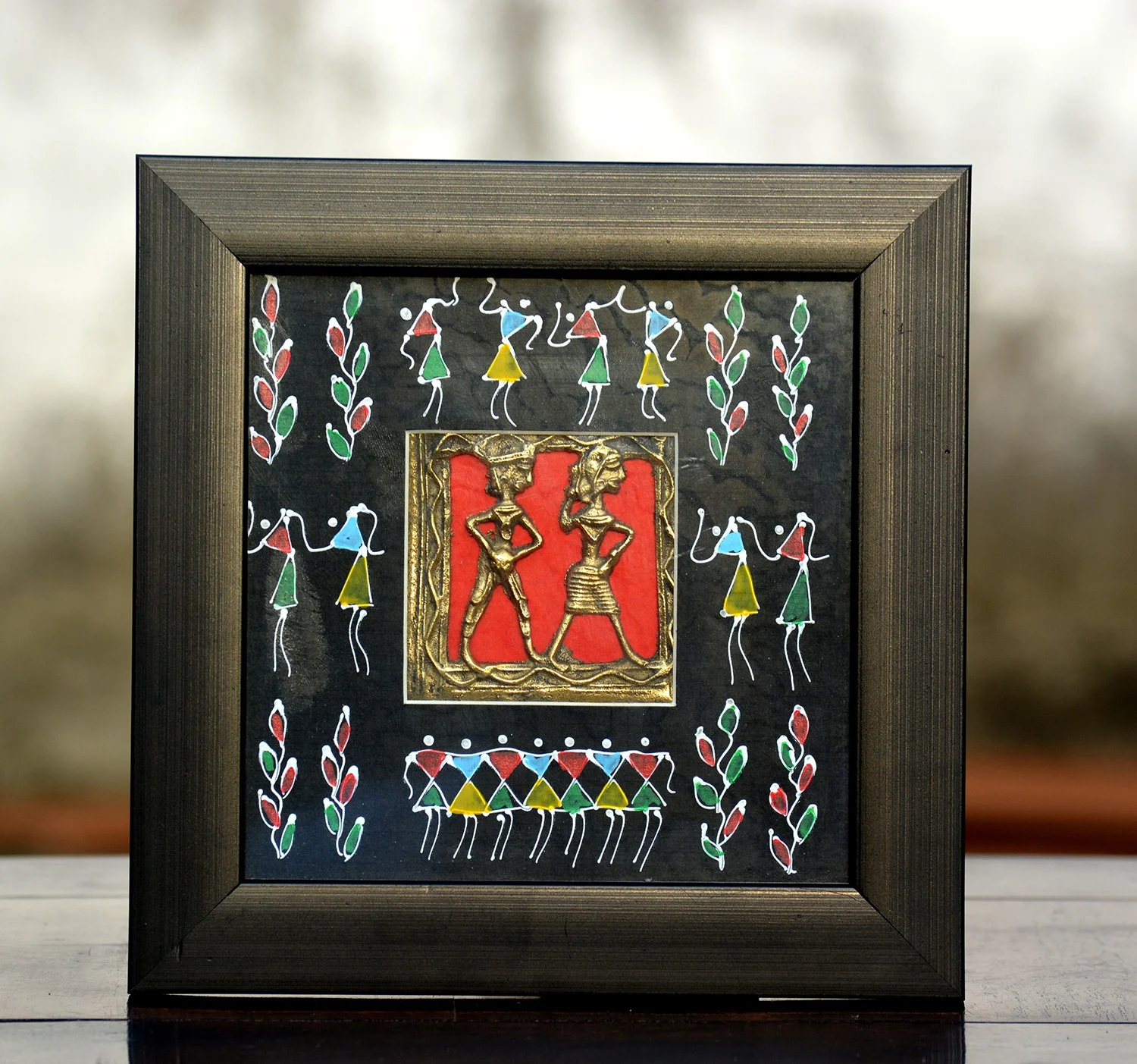 Hand painted tribal dhokra frame