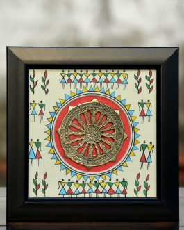 Hand painted tribal konark chakra frame