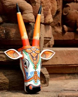 Wooden pattachitra motif cow head