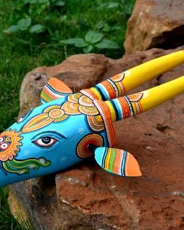 Wooden pattachitra motif Jagannath cow head