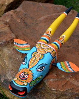 Wooden pattachitra motif Jagannath cow head