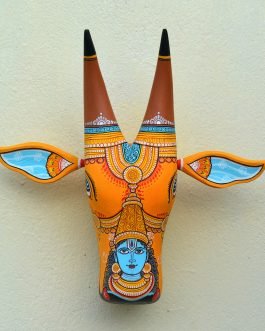 Wooden pattachitra motif sri ram cow head