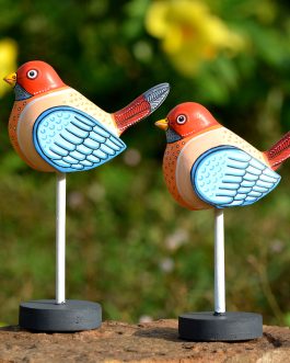 Wooden handpainted couple decorative bird