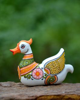 Wooden handpainted pattachitra motif decorative duck