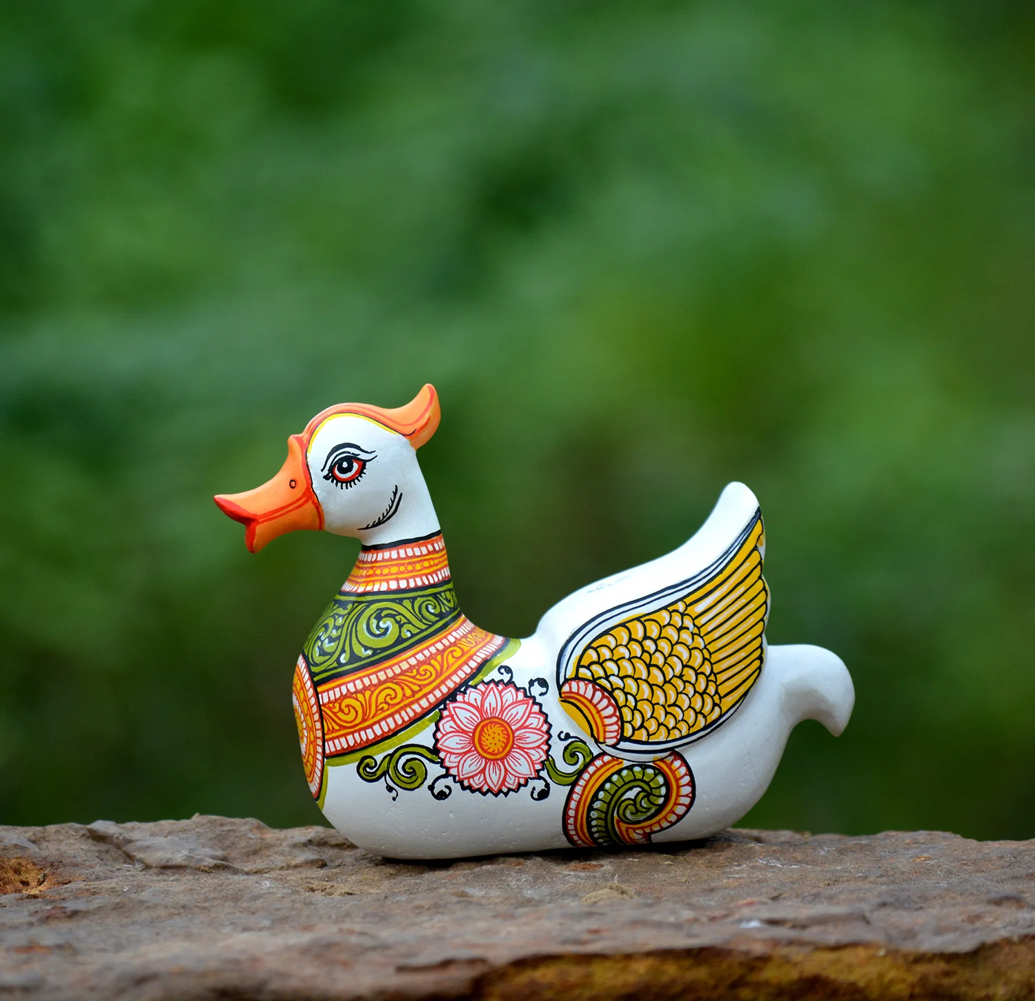Wooden handpainted pattachitra motif decorative duck