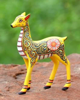 Wooden handpainted pattachitra flower motif decorative elephant