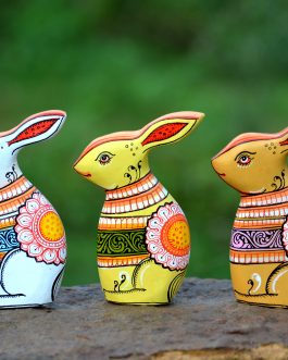 Wooden handpainted pattachitra motif decorative rabbit