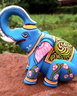 Wooden handpainted pattachitra motif sitting decorative elephant
