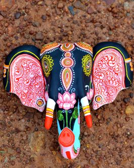 Wooden handpainted pattachitra motif decorative elephant head