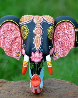Wooden handpainted pattachitra motif decorative elephant head