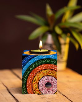 Hand painted Wooden Candle Stand