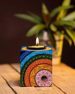 Hand painted Wooden Candle Stand