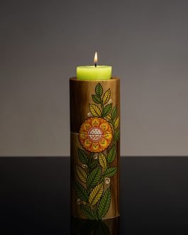 Pattachitra Motiff Wooden candle Stand