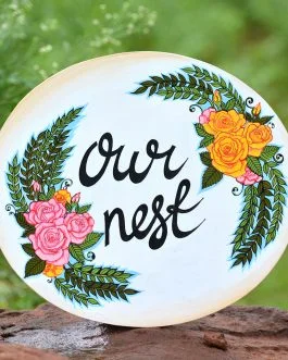 Flower motif name plate
