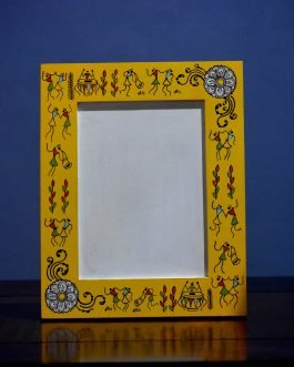 Wooden Tribal motif Photo frame(yellow)