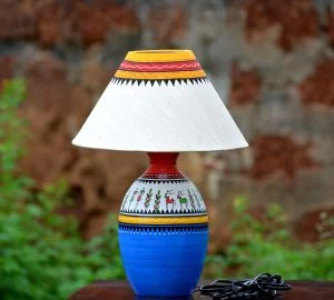 Terracotta blue table lamp