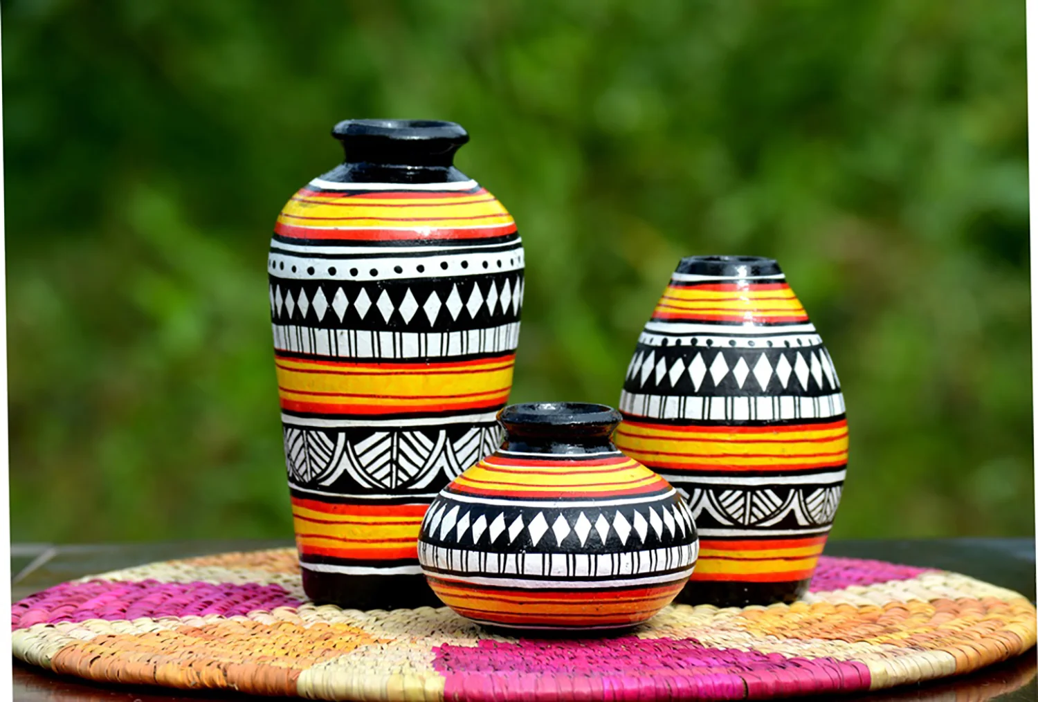 Terracotta trio yellow vases