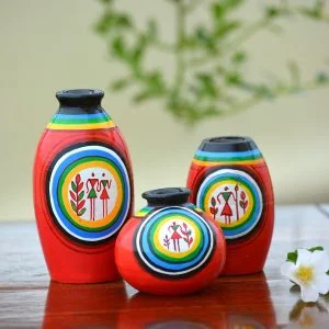 Terracotta Triplet red Vases