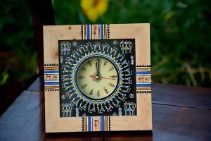 Wooden Small Tribal Clock