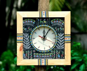 Wooden Midium Tribal Clock
