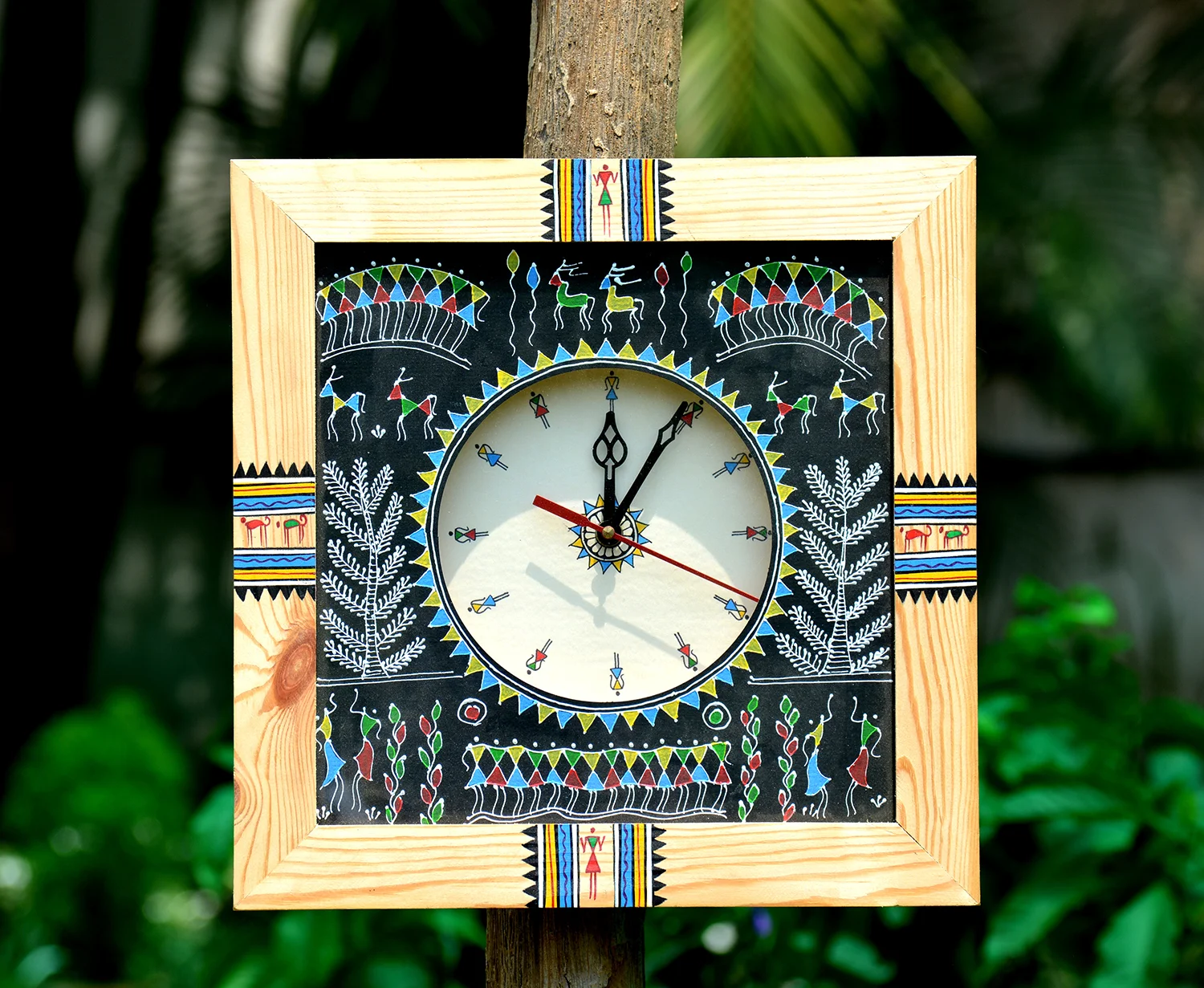 Wooden Midium Tribal Clock