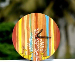Wooden Deer motif Clock