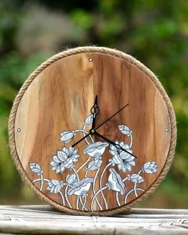 Wooden lotus Motif Clocks