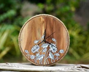 Wooden lotus Motif Clocks