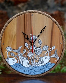 Wooden Fish motif Clock