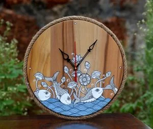 Wooden Fish motif Clock