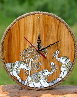 Wooden Elephant motif Clock