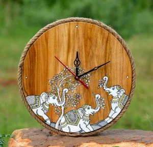 Wooden Elephant motif Clock