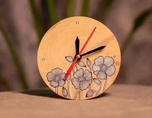Wooden Clocks with Flower Printed