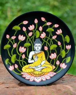 Floral black Budhha Wallplate