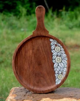 Hand painted pattachitra motif flower plater