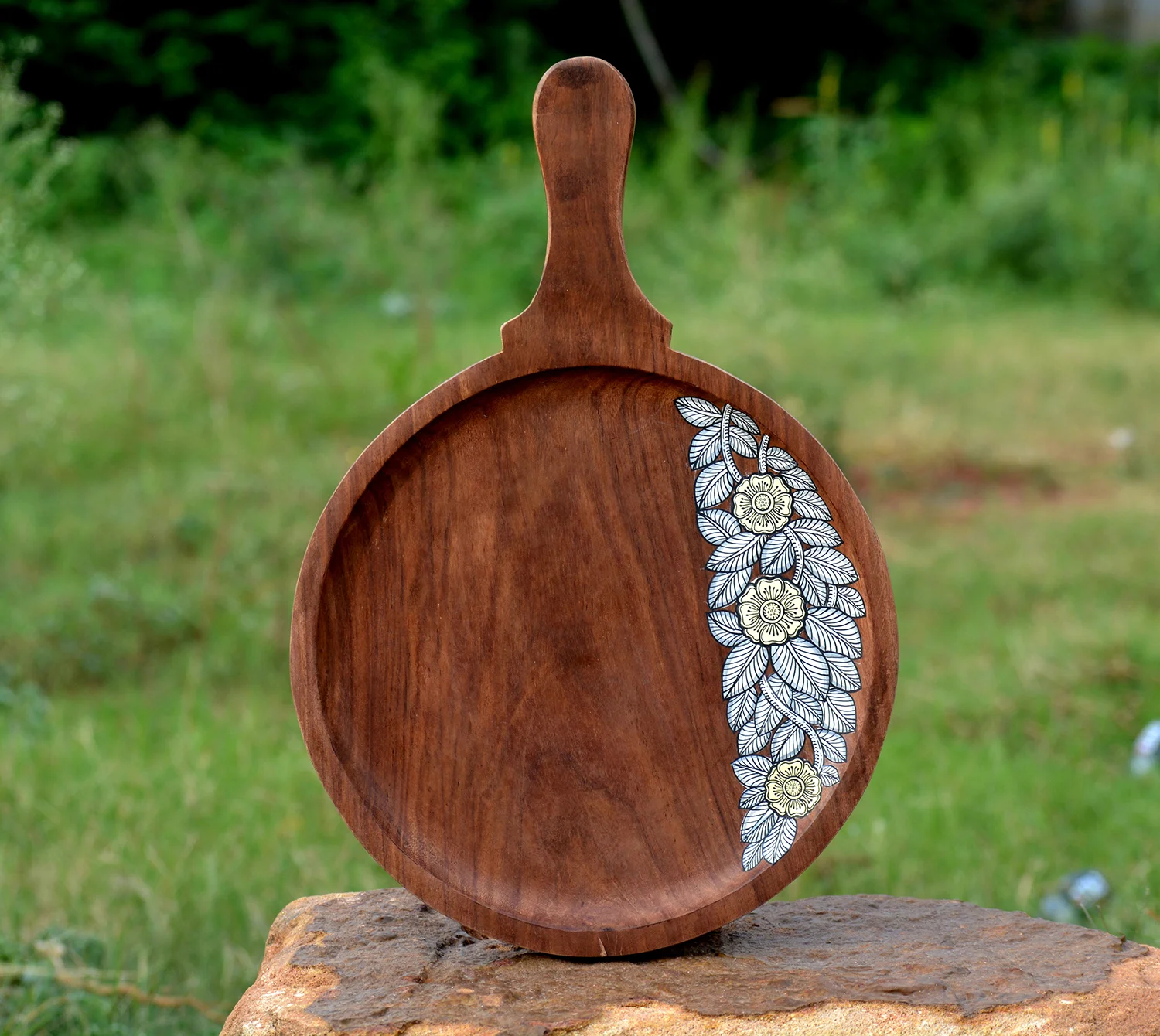 Hand painted pattachitra motif flower plater