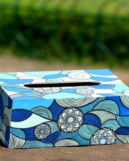 Hand painted pattachitra lotus motif tissue box
